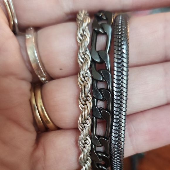 Silvertone And Black Bracelets - Picture 5 of 7